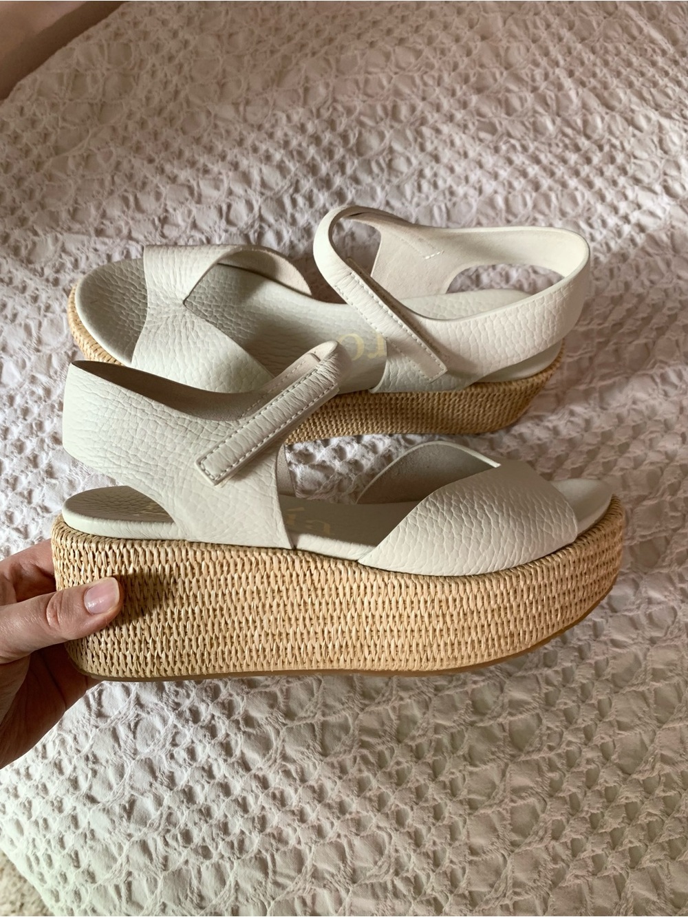 NWOB Pedro Garcia Wedge Platform Sandal Light Neutral Taupe